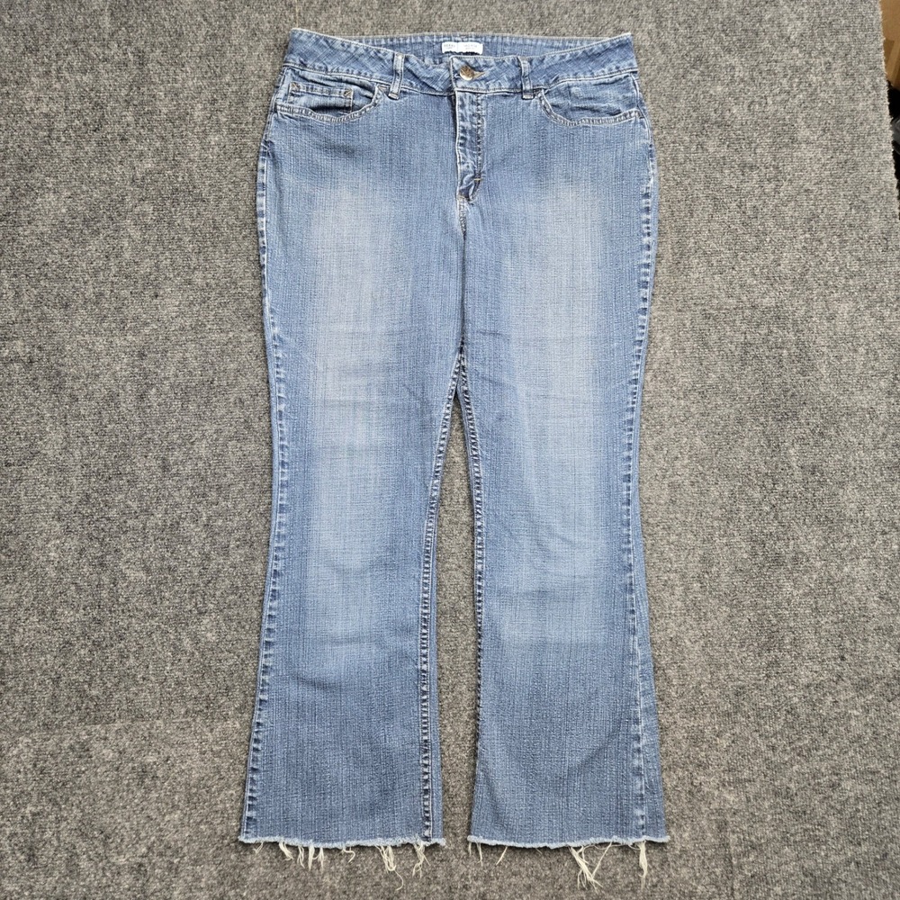 Riders by Lee Mid Rise Bootcut Jeans Womens Size 16M 34x27 Blue Denim Raw Hem